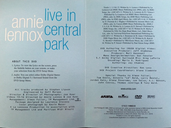 Annie Lennox : Live In Central Park (DVD-V, NTSC, Dol)