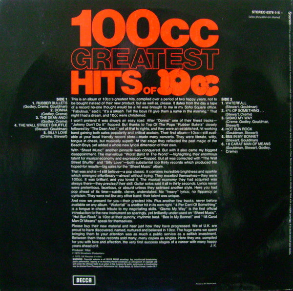 10cc : 100cc: Greatest Hits Of 10cc (LP, Comp)