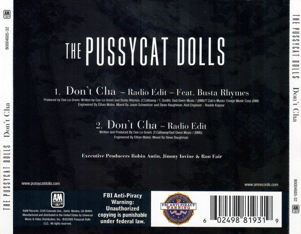 The Pussycat Dolls Featuring Busta Rhymes : Don't Cha (CD, Single)