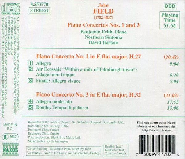 John Field (2), Benjamin Frith, Northern Sinfonia, David Haslam : Piano Concertos Nos. 1 And 3 (CD, Album)