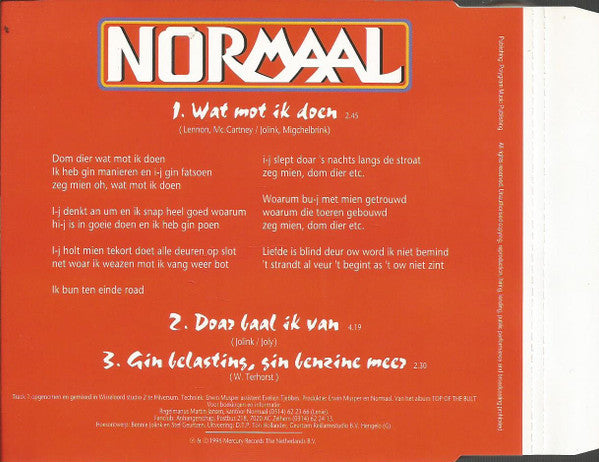 Normaal : Wat Mot Ik Doen (CD, Maxi)