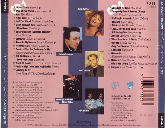 Various : Internationale Top-Hits Goldene Europa '92 (2xCD, Comp)