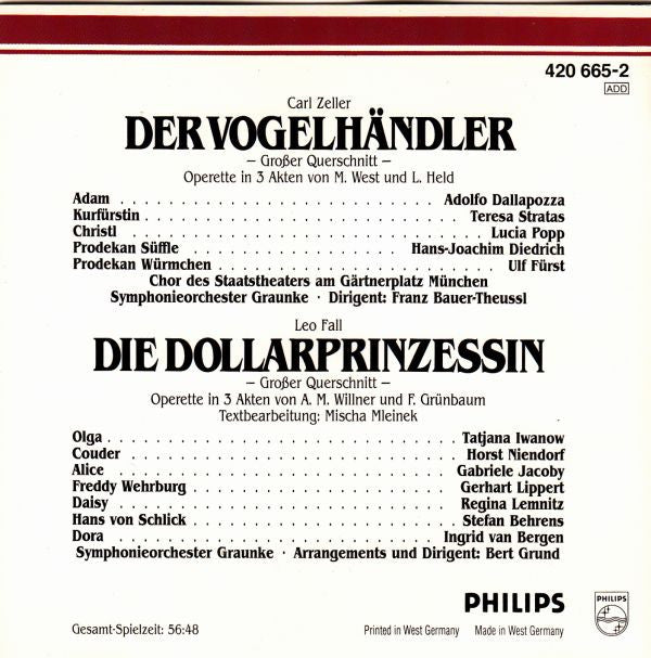 Carl Zeller · Leo Fall - Lucia Popp · Teresa Stratas · Tatjana Iwanow · Gabriele Jacoby · Adolf Dallapozza : Der Vogelhändler / Die Dollarprinzessin - Große Querschnitte - (CD, Comp)