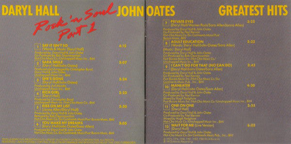 Daryl Hall & John Oates : Greatest Hits - Rock 'N Soul Part 1 (CD, Comp, RP)