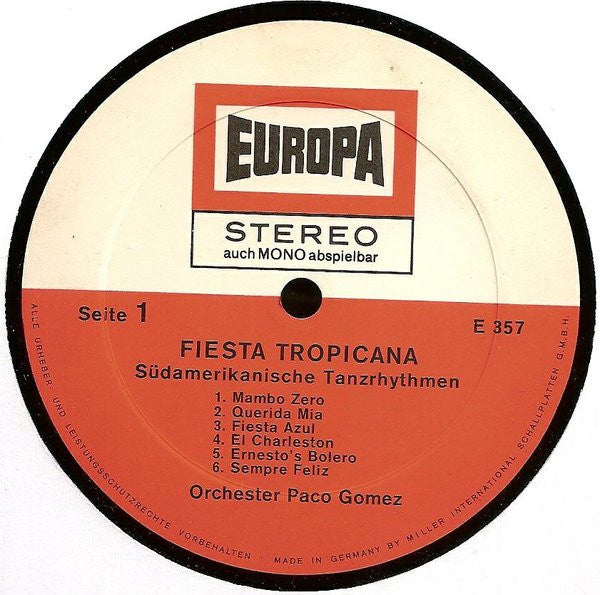 Orchester Paco Gomez : Fiesta Tropicana - Südamerikanische Tanzrhythmen (LP, Album)