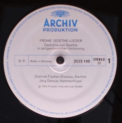 Dietrich Fischer-Dieskau ∙ Jörg Demus : Frühe Goethe-Lieder (LP)