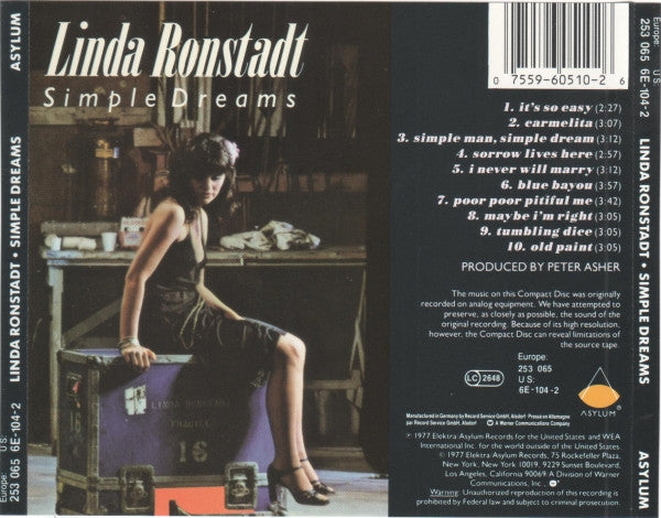 Linda Ronstadt : Simple Dreams (CD, Album, RE)