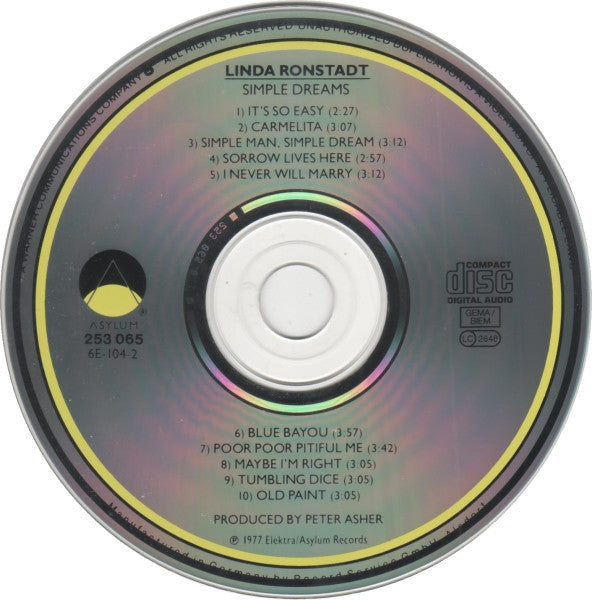 Linda Ronstadt : Simple Dreams (CD, Album, RE)