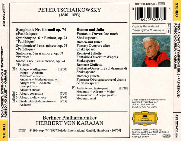 Pyotr Ilyich Tchaikovsky : Herbert von Karajan, Berliner Philharmoniker : Symphonie Nr. 6 »Pathétique« / Fantasie-Ouvertüre »Romeo Und Julia« (CD, RM)