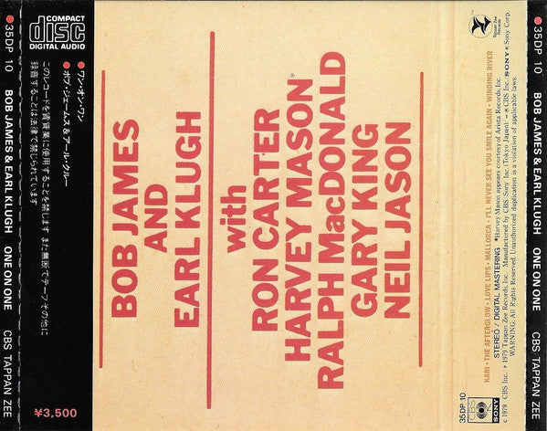 Bob James And Earl Klugh : One On One (CD, Album, RE)