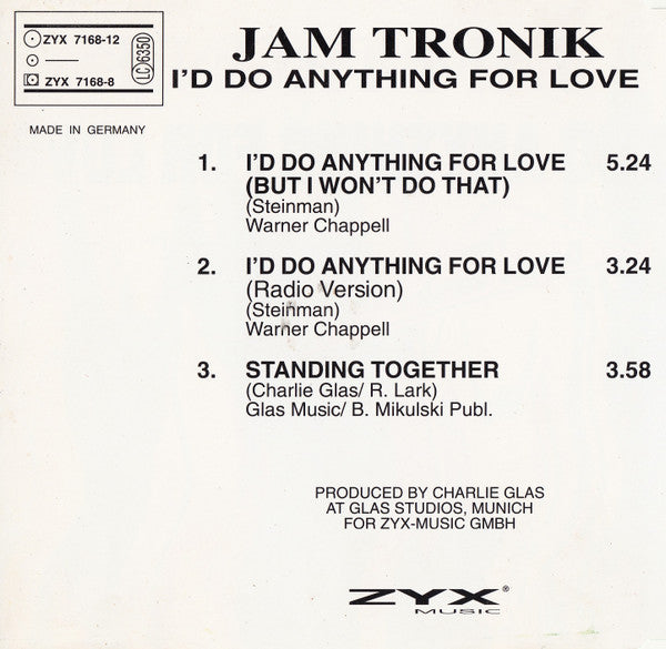 Jam Tronik : I'd Do Anything For Love (CD, Maxi)