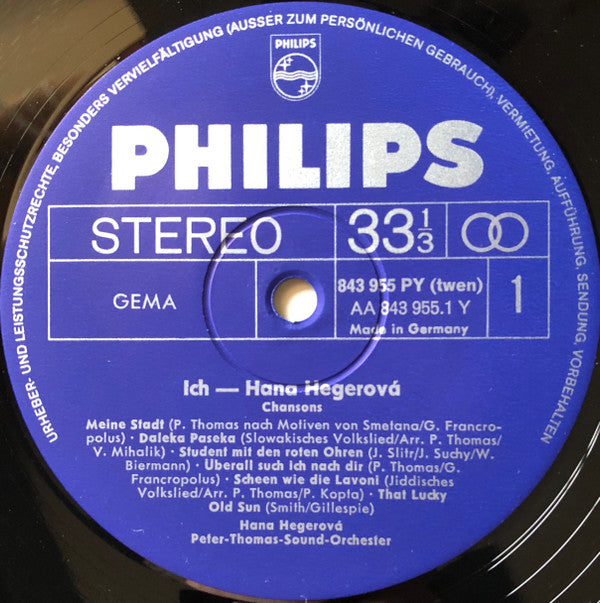 Hana Hegerová : Ich - Hana Hegerová - Chansons (LP, Album)