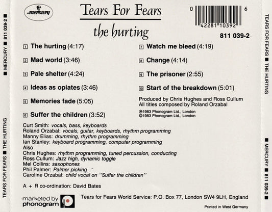 Tears For Fears : The Hurting (CD, Album, Pol)