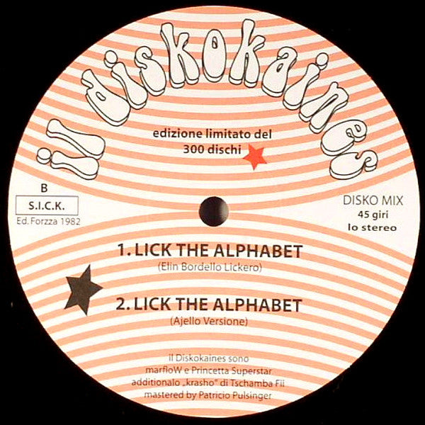 The Diskokaines : Lick The Alphabet (12", Ltd)