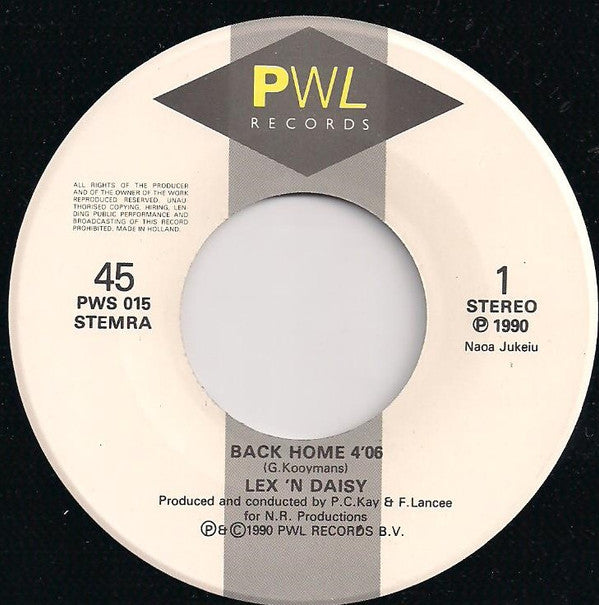 Lex 'n Daisy : Back Home (7", Single)