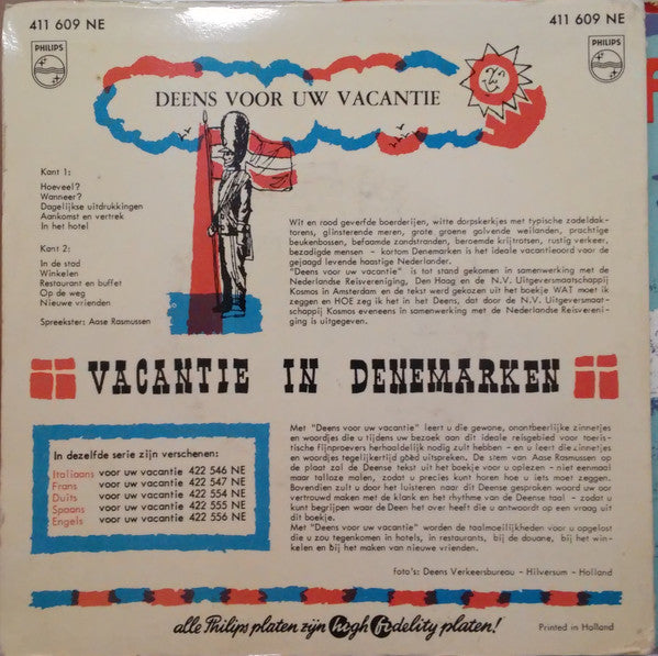Aase Rasmussen : Deens Voor Uw Vacantie. Dansk Til Deres Ferie (7", Mono, Gat)