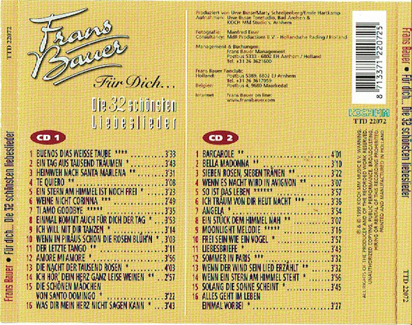 Frans Bauer : Für Dich - Die 32 Schönsten Liebeslieder (2xCD, Comp)