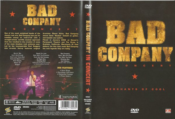 Bad Company (3) : In Concert - Merchants Of Cool (DVD-V, Multichannel)