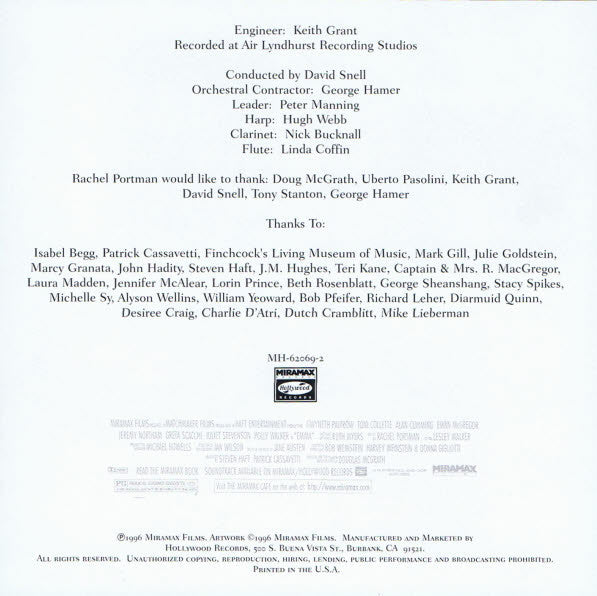 Rachel Portman : Emma - Music From The Miramax Motion Picture (CD, Album)