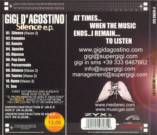 Gigi D'Agostino : Silence E.P. Underconstruction 1 (CD, EP, Dig)