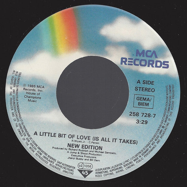New Edition : A Little Bit Of Love (Is All It Takes) (7", Single)