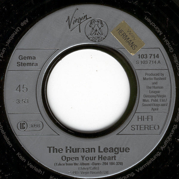 The Human League : Open Your Heart (7", Single)