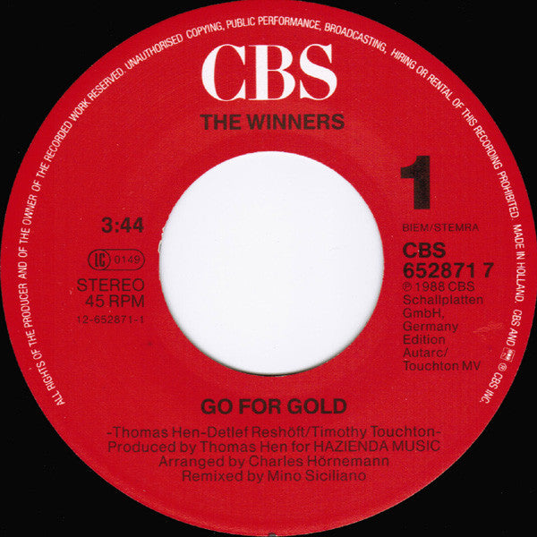 The Winners (4) : Go For Gold (7", Single)