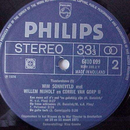 Wim Sonneveld Met Willem Nijholt En Corrie van Gorp : Theatershows-5 (Wim Sonneveld Met Willem Nijholt En Corrie Van Gorp Deel II) (LP)