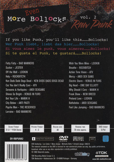 Various : Raw Punk Vol.2 Even More Bollocks (DVD-V)