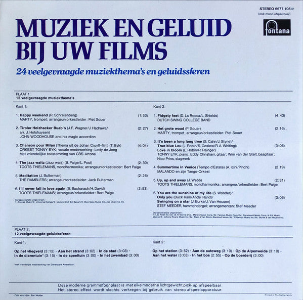 Various : Muziek En Geluid Bij Uw Films (2xLP, Comp)