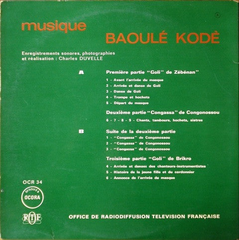 Baoulé : Musique Baoulé - Kodé (LP, Album, Gat)