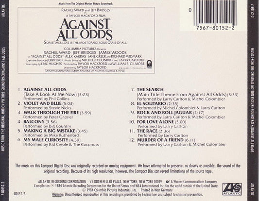 Various : Against All Odds (Music From The Motion Picture Soundtrack) (CD, Album, Tar)