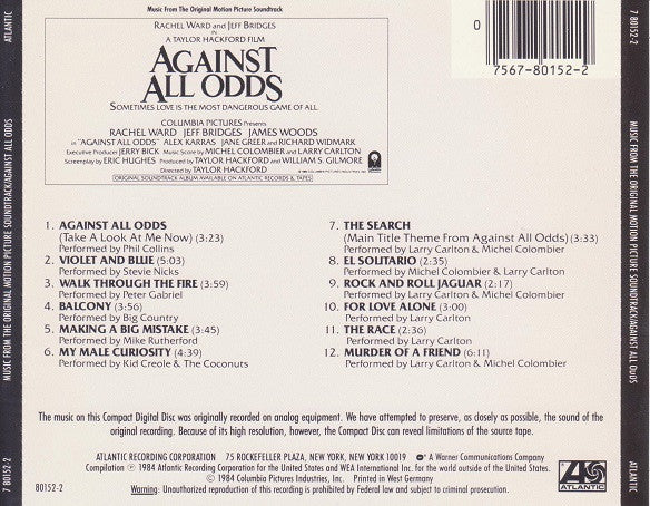 Various : Against All Odds (Music From The Motion Picture Soundtrack) (CD, Album, Tar)