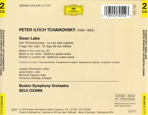 Pyotr Ilyich Tchaikovsky, Boston Symphony Orchestra, Seiji Ozawa : Swan Lake = Der Schwanensee = Le Lac Des Cygnes (2xCD, Album, RE, RM)