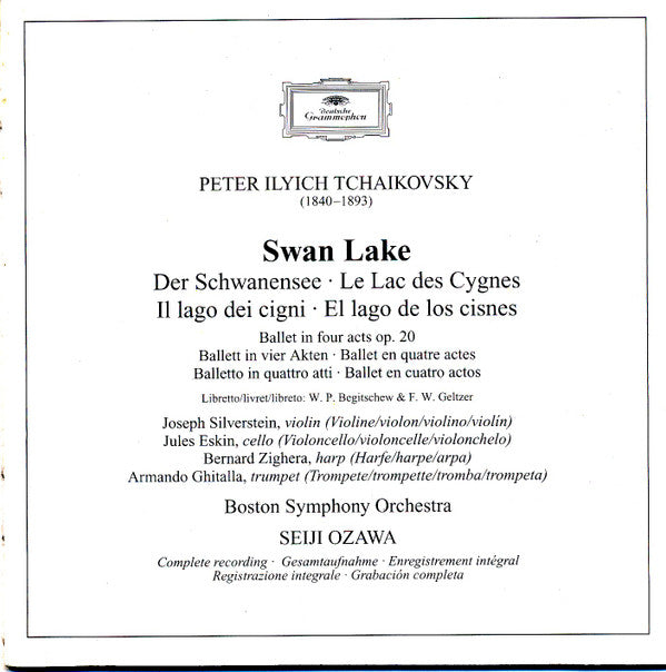 Pyotr Ilyich Tchaikovsky, Boston Symphony Orchestra, Seiji Ozawa : Swan Lake = Der Schwanensee = Le Lac Des Cygnes (2xCD, Album, RE, RM)