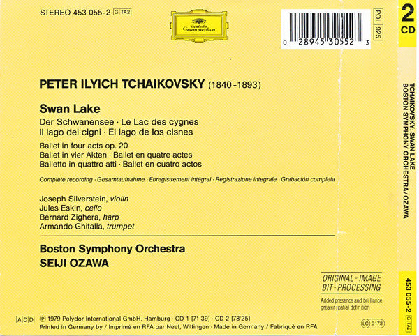 Pyotr Ilyich Tchaikovsky, Boston Symphony Orchestra, Seiji Ozawa : Swan Lake = Der Schwanensee = Le Lac Des Cygnes (2xCD, Album, RE, RM)