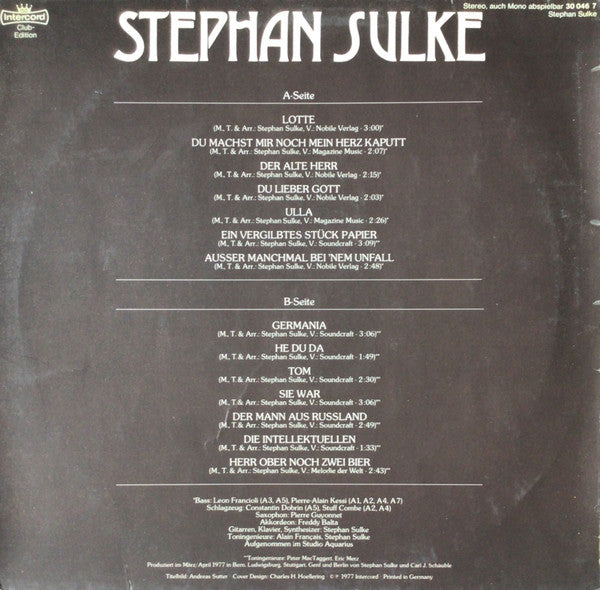 Stephan Sulke : Stephan Sulke - Club Edition (LP, Album, Club)