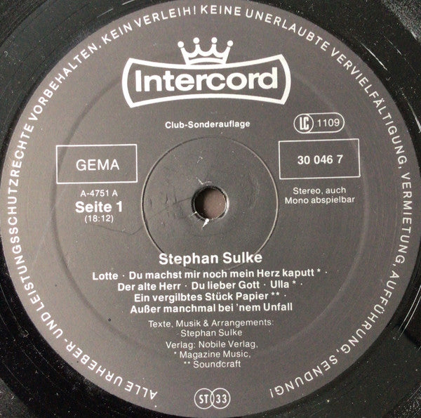 Stephan Sulke : Stephan Sulke - Club Edition (LP, Album, Club)