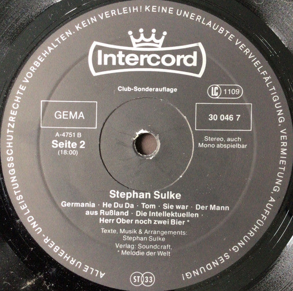 Stephan Sulke : Stephan Sulke - Club Edition (LP, Album, Club)