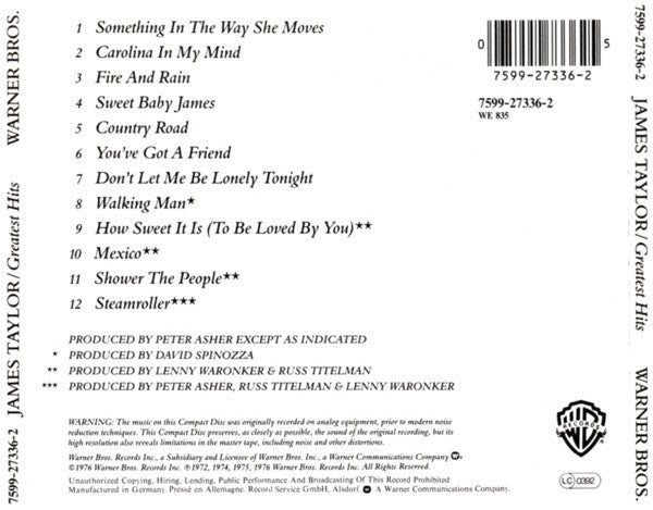 James Taylor (2) : Greatest Hits (CD, Comp)