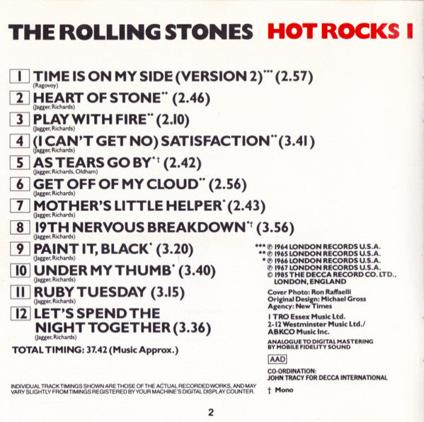 The Rolling Stones : Hot Rocks 1 (CD, Comp, RE, PDO)