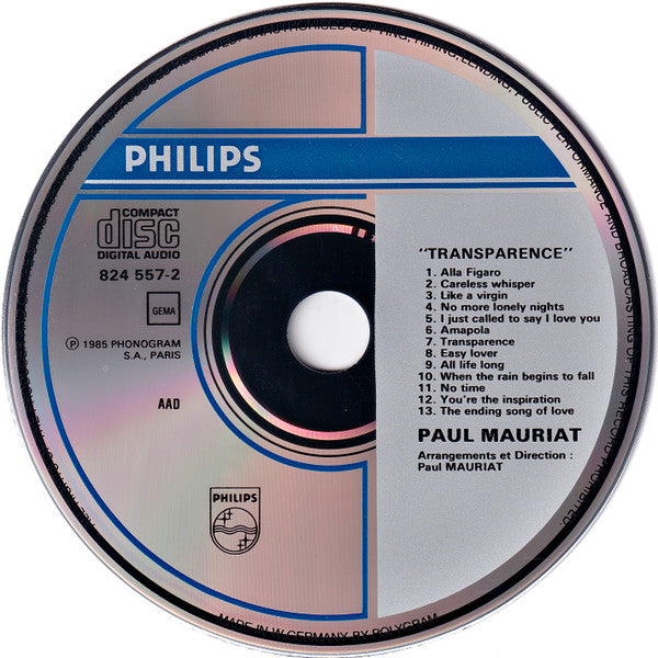 Paul Mauriat : Transparence (CD, Album)