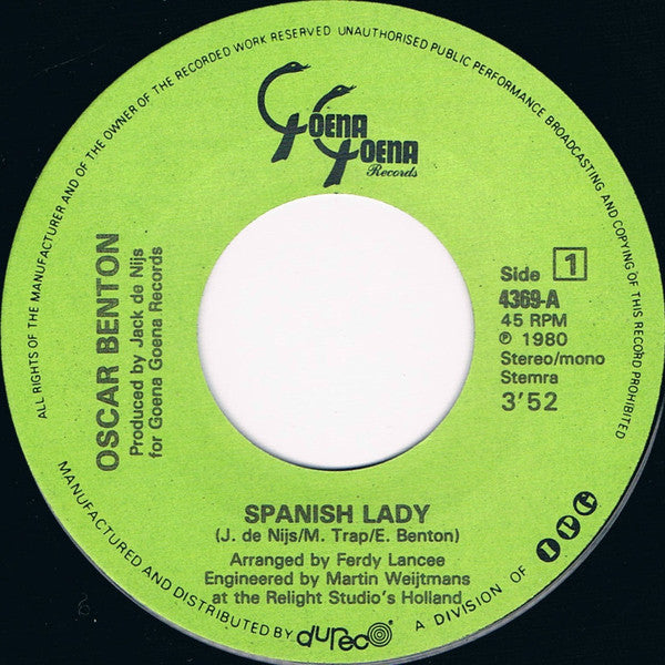 Oscar Benton : Spanish Lady (7", Single)