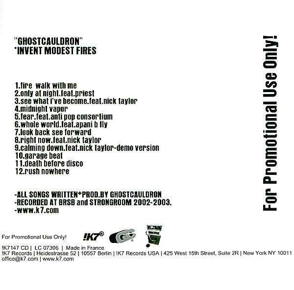 Ghost Cauldron : Invent Modest Fires (CD, Album, Promo)