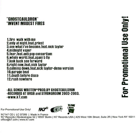 Ghost Cauldron : Invent Modest Fires (CD, Album, Promo)