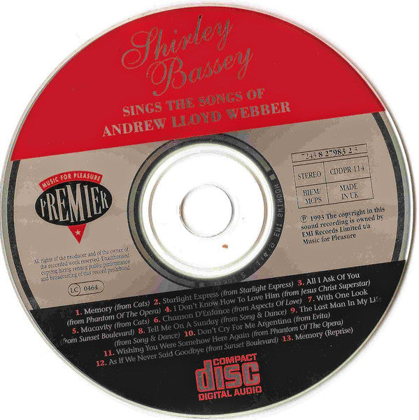 Shirley Bassey : Sings The Songs Of Andrew Lloyd Webber (CD, Album)
