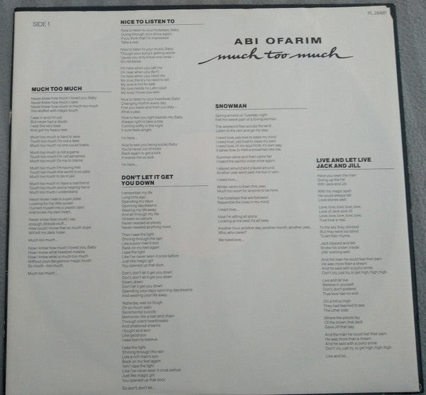 Abi Ofarim : Much Too Much (LP, Album)