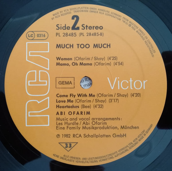 Abi Ofarim : Much Too Much (LP, Album)