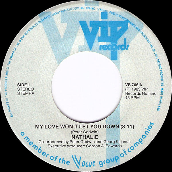Nathalie : My Love Won't Let You Down (7", Single)