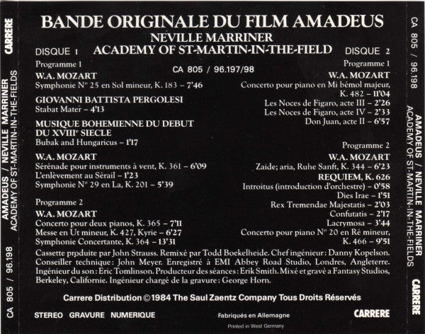 Sir Neville Marriner, The Academy Of St. Martin-in-the-Fields : Amadeus (Bande Originale Du Film) (2xCD, Album)